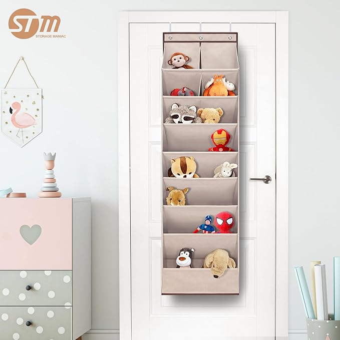 STORAGE MANIAC Over the Door Shoe Organizer Heavy-Duty Large Deep Pocket Hanging Shoe Organizer Shoe Rack Door Closet Shoe Organizer for Wall, Dorm & Narrow Door Storage Shoe Holder Oat Beige, 1 Pack