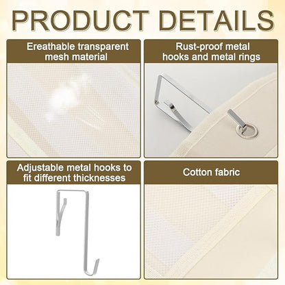 Batiyeer Over the Door Shoe Organizer Cotton Material 24 Large Breathable Mesh Pockets with 4 Pcs Hooks Closet Rack Hanger Holds up to 40 Lbs Space Saving Hanging Storage Holder