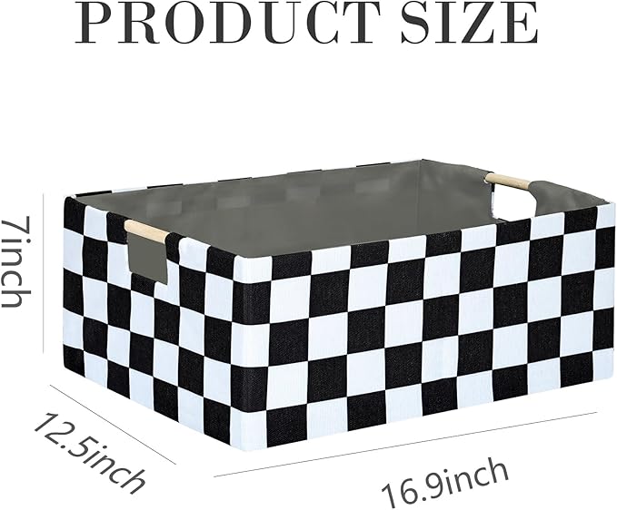 Checkered Storage Basket Room Decor Gifts Basket Foldable Nursey Box Kids Hamper Storage Cube for Women Closet Organizer Boys Car Toys Bins with Handles