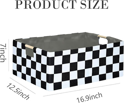 Checkered Storage Basket Room Decor Gifts Basket Foldable Nursey Box Kids Hamper Storage Cube for Women Closet Organizer Boys Car Toys Bins with Handles