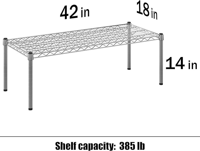 18" Deep x 42" Wide x 14" Height Wire Shelving Kit | 1-Tier | NSF Commercial Storage Rack Unit
