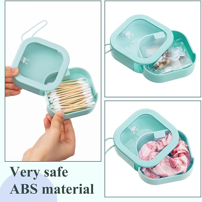 Kathfly 4 Pcs Green Hair Tie Organizer Portable Hair Accessory Storage Containers Stackable Tie Bobby Pin Holder Home Cotton Swab Dispenser Accessories Jewelry Organizer Box