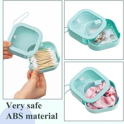 Kathfly 4 Pcs Green Hair Tie Organizer Portable Hair Accessory Storage Containers Stackable Tie Bobby Pin Holder Home Cotton Swab Dispenser Accessories Jewelry Organizer Box