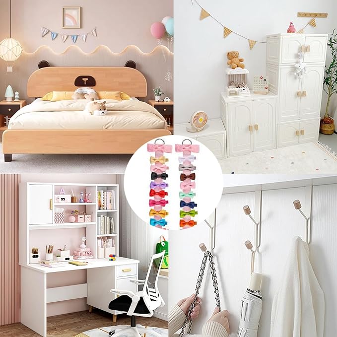 6 Pcs 38" Hair Bow Holder Organizer for Girls, Ribbon Hair Bow Display Hanger, Hair Bow Clips Storage Rack for Girls Hair Accessories