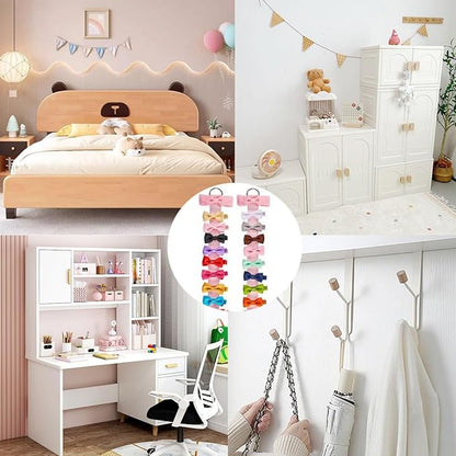 6 Pcs 38" Hair Bow Holder Organizer for Girls, Ribbon Hair Bow Display Hanger, Hair Bow Clips Storage Rack for Girls Hair Accessories