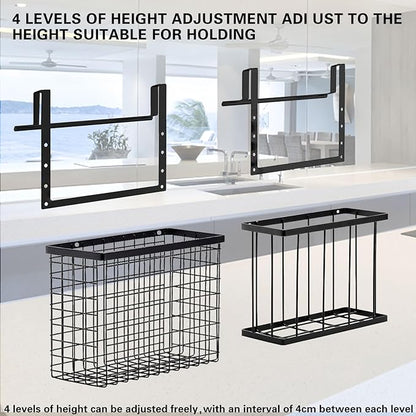 Kitchen Cabinet Door Organizer, 2 Pack Cabinet Door Organizer, Over The Cabinet Door Organizer with Towel Bar & 4 S-Shaped Hooks, Cutting Board Organizer for Cabinet Door, Cabinet Door Basket