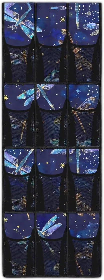 Dragonfly Over Door Pet Supply Organizer - 12 Pockets for Treats, Toys, Leashes - Odor-Resistant & Washable