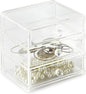 Huang Acrylic Clear Acrylic 3-Drawer Organizer, Large Makeup Jewelry Accessories Cosmetic Countertop Storage Display 5.15 x 4.7 x 4.5 inches