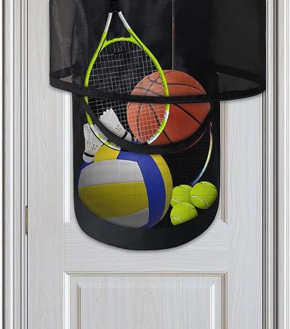 Asixxsix Hanging Storage Organizer, Large Capacity Sports Equipment Organizer for Kids Toys, Shoes, Diapers, Over Door Hanging Bag, Nylon Mesh, Oxford Cloth