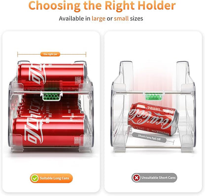 Soda Can Organizer for Refrigerator, Drink Organizer for Fridge, 2 Pack Automatic Rolling Can Dispenser Holder, Organize 11 Pcs Standard Long Cans