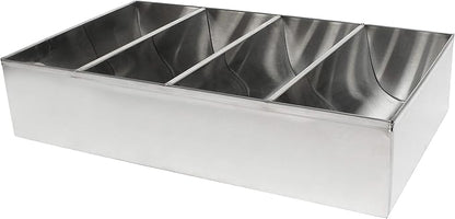 Thunder Group 4-Compartment Stainless Steel Cutlery Box