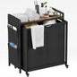 Laundry Hamper 2 Section: Laundry Sorter with Pull-Out Cart - Rolling Laundry Basket Organizer with Shelf and Wheels - Clothes Hamper for Laundry Room Bathroom Bedroom