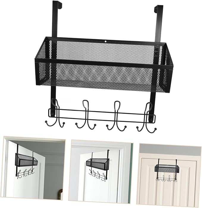 MAGICLULU Door Storage Organizer with Hooks Multi-Layer Mesh Basket Rack for Bathroom Kitchen and Bedroom Waterproof Design Easy Installation Space-Saving Solution