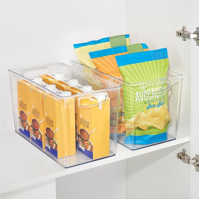 iDesign Plastic Storage Bin with Handles for Household Storage - Set of 2 - Clear - Made in USA