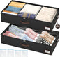 OIAHOMY 2 Pack Under Bed Storage with 4 Compression Bags, Underbed Organizers for Bedroom & Closet, Fits Beds Higher than 5.9", Space-Saving for Seasonal Clothes, Blankets & Shoes - Black