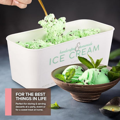 Stock Your Home 64 oz Ice Cream Containers with Airtight Silicone Lids (2-Pack) Homemade Ice Cream Container for Storing Gelato, Sorbet & Frozen Yogurt, Reusable 2 Quart Ice Cream Container with Lids