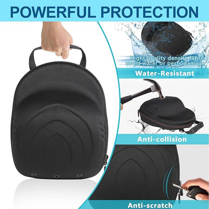 Hat Travel Case for Baseball Caps,Hard Hat Carrier Storage Case with 1 Pack Black Baseball Cap and Adjustable Shoulder Strap, Hat Organizer Holder Bag for 6 Baseball Caps for Men and Women - Black