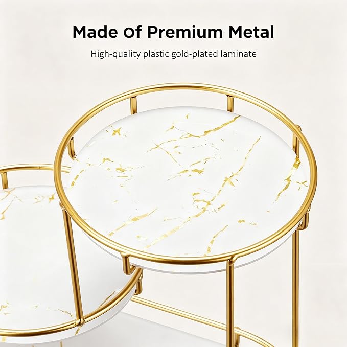 HBlife Makeup Organizer for Vanity, 3 Tier Metal Bathroom Countertop Organizers Skin Care Storage, Bathroom Counter Shelf Skincare Holder Perfume Cosmetic Display, Gold