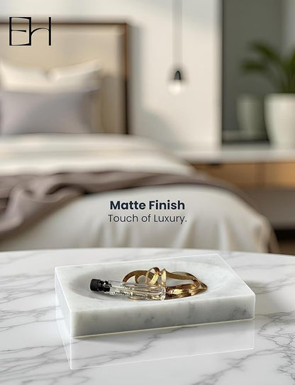 Marble Soap Dish for Shower - Stone Soap Tray Holder, Natural Soap Bar Holder Countertop Caddy, Marble Bathroom Accessories (Calacatta White Matte)