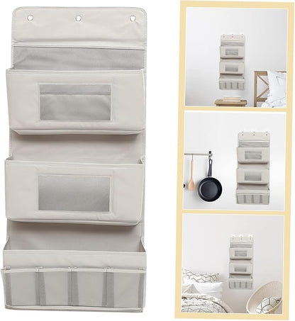 CHILDWEET Door Storage Organizer 3-Tier Hanging Storage Pouch 40x90cm Grey Fabric No Drill Foldable for Boys and Girls Room Dormitory or Home Use