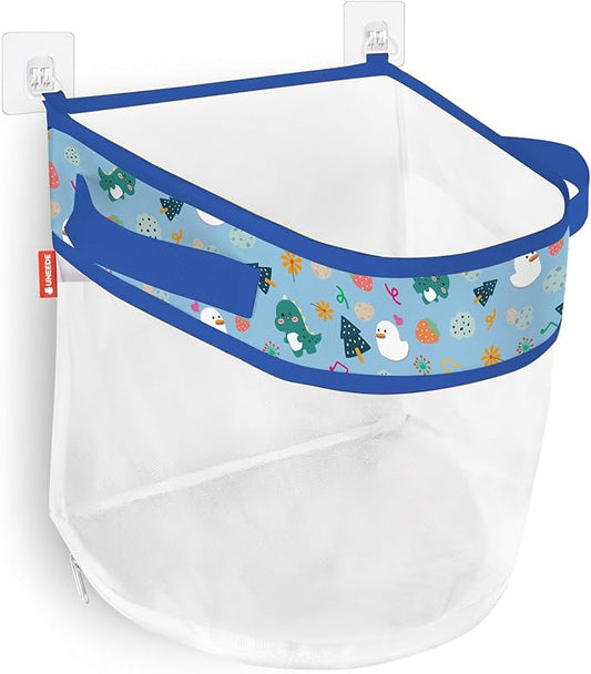 UNEEDE Dino Print Bath Storage,4.15 Gallons Bathtub Storage Organizer,Bath Holder for Bathtub Organizer and Storage,Quick Dry Bath Organizer,Mesh Shower Caddy,Blue Dinosaur Sutff