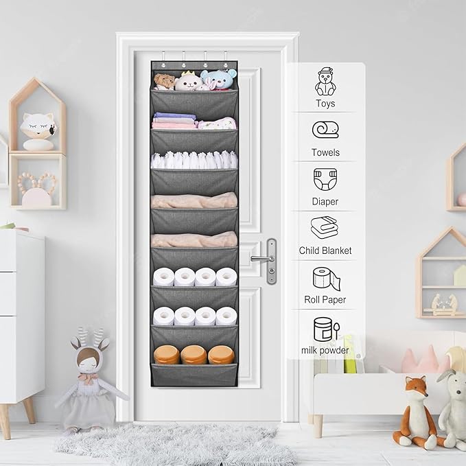 Over Door Shoe Rack - 8 Tiers Boot Holder, Shoe Organizer with Large Deep Pockets, Closet Wall Bedroom Dorm Rv, Keep Shoes Boots Socks Headphones Neat | Durable Space-Saving Storage Rack