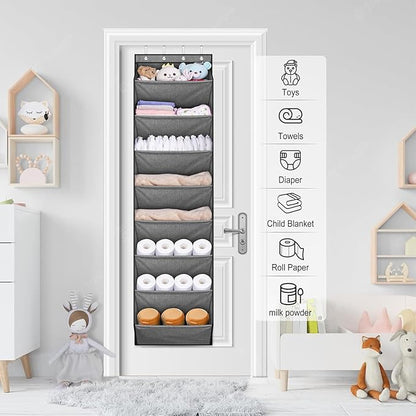 Over Door Shoe Rack - 8 Tiers Boot Holder, Shoe Organizer with Large Deep Pockets, Closet Wall Bedroom Dorm Rv, Keep Shoes Boots Socks Headphones Neat | Durable Space-Saving Storage Rack