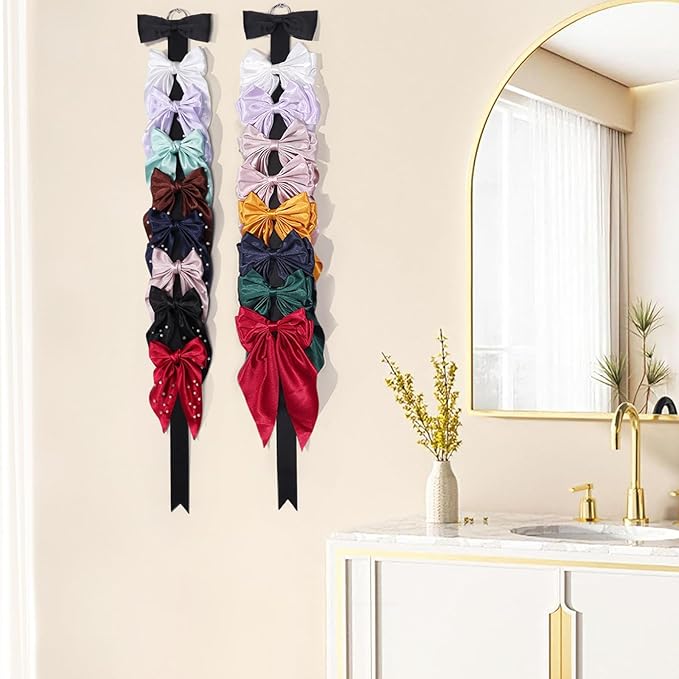 3 PCS Bow Holder for Girls Hair Bows, Ribbon Hair Clip Oraganizer Hair Barrettes Storage for Women,Wall Hanging Alligator Clip Hair Accessories Organizer Bedroom College Dorm Decor (Black-3pcs)