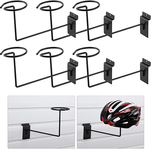 Kigley 6 Pcs Hat Display Wall Mount, Metal Hat Helmet Rack Retail Store Display Shelves Organizer, Slat Wall Accessories for Home Retail Shop Racks Craft Show Garage (Black)