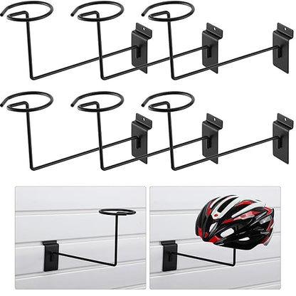 Kigley 6 Pcs Hat Display Wall Mount, Metal Hat Helmet Rack Retail Store Display Shelves Organizer, Slat Wall Accessories for Home Retail Shop Racks Craft Show Garage (Black)