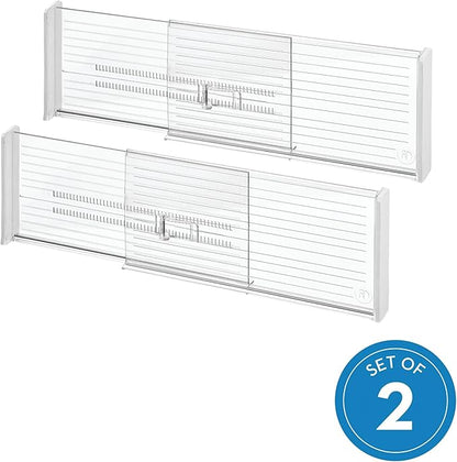 iDesign Recycled Plastic Adjustable Drawer Dividers–- Set of 2 - Clear