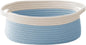JMvicyroam Woven Basket,Small Rope Storage Bin with Handles & Ribbon Bag, Organizer for Shelves Closets,Gift Basket Empty for Birthday,Books,Dog Toys, White&Blue