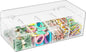 JessLab Hair Accessories Organizer for Girls, Acrylic Hair Bow Tie Clip Scrunchie Holder with Dividers, Clear Stackable Storage Box for Bathroom, Bedroom, Vanity Countertop (4 Compartment)