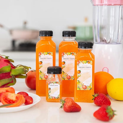 TOMNK 100pcs 4oz Juice Bottles, Reusable Small Shot Bottles with Lids, Labels, Funnel and Brush Beverage Containers for Juicing, Ginger Shots, Milk and Beverages
