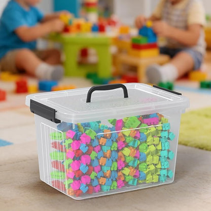 12 Quart Clear Storage Bins with Latching Lids, Stackable Plastic Containers with Handles for Organization, 6-Pack