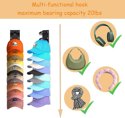 FAYYGYH Hat Organizer for Baseball Caps, Super Strong Hat Rack for Baseball Caps, Hat Hanger Holder Display for Door Closet, No Drilling Minimalist Hat Organizer Display for Home Decor (White)