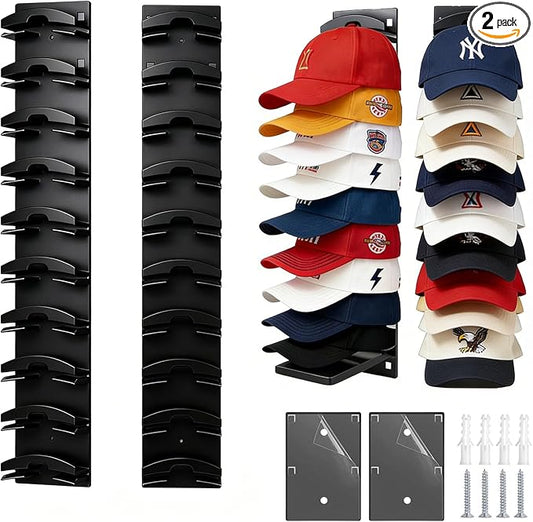 FAYYGYH Hat Organizer for Baseball Caps, Super Strong Hat Rack for Baseball Caps, Hat Hanger Holder Display for Door Closet, No Drilling Minimalist Hat Organizer Display for Home Decor (Black)