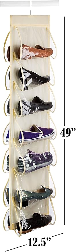 Hanging 14 Pocket Beige Shoe Organizer