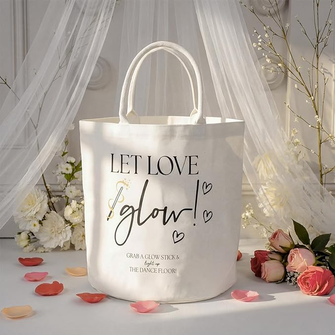 Yungyan Wedding Baskets with Handles 16 inch Large Storage Basket for Wedding Glow Sticks Slippers Flip-flops Umbrella Blankets Gift Container for Ceremony Ivory White (Let Love Glow)