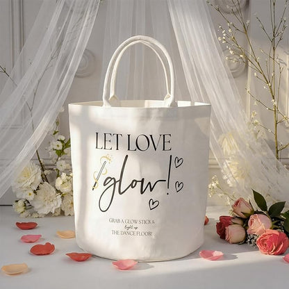 Yungyan Wedding Baskets with Handles 16 inch Large Storage Basket for Wedding Glow Sticks Slippers Flip-flops Umbrella Blankets Gift Container for Ceremony Ivory White (Let Love Glow)