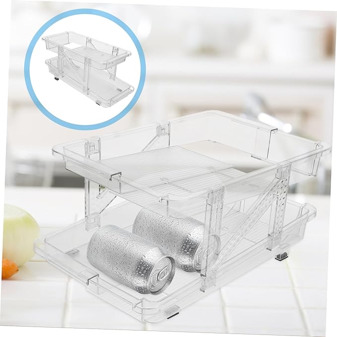 UPKOCH Soda Can Dispenser Organizer Dual Beverage Can Holder for Refrigerator Rolling Storage Bin for Easy Access and Space Saving Kitchen and Pantry