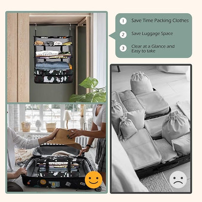 Surblue Hanging Closet Storage Bag Collapsible 3-Shelf Washable Oxford Fabric with 2 Hooks (XL 17.71 * 11.81 * 20in, Camouflage)