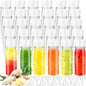 30 Pcs 2oz Small Plastic Shot Bottles with White Caps,Round Juice Bottles with 10 Funnels,Reusable Clear Beverage Containers for Drink Milk Beer Coffee Liquid