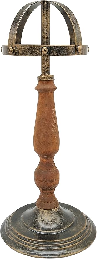 Owlgift Vintage Style Metal & Rustic Wood Stem Freestanding Hat Rack Storage, Cap Organizer, Wig Holder Display Stand - Bronze
