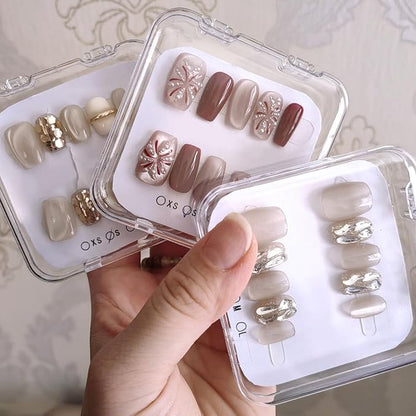 14Pcs Clear Acrylic Press On Nail Storage Box with 60 Pcs Upgrade Adhesive Double-Sided Tape for Nail Display,Organizing & Nail Salon Supplies