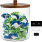 Amolliar Laundry Pods Storage Container, Clear Laundry Room Organization, 1 Pack Large Detergent Container with Dark Wood Lid & 27 Labels for Bathroom Organizer (0.6 Gal)