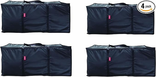 Large Moving Bags 4 Pack Black Heavy Duty Totes For Storage, Wrap Around Handles, Storage Bags for Space Saving