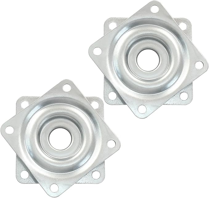 Hordion 2 Pcs 2 Inch Lazy Susan Turntable Bearings, Square Rotating Plate Lazy Susan Hardware Heavy Duty Swivel Plate for Kitchen Dining Table Makeup Holder, Silver