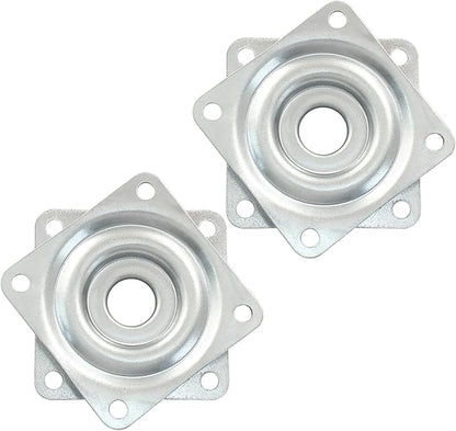 Hordion 2 Pcs 2 Inch Lazy Susan Turntable Bearings, Square Rotating Plate Lazy Susan Hardware Heavy Duty Swivel Plate for Kitchen Dining Table Makeup Holder, Silver