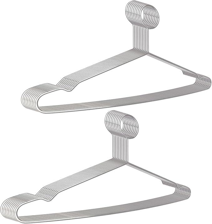 20 PCS Heavy Duty Metal Hangers Stainless Steel Anti-Theft Security Closed Loop Wire Coat Hangers for Hotels and Hospitality 16.5 Inch